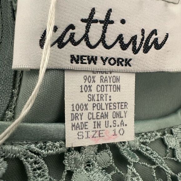 Cattiva Vintage Sage Green Lace Formal Dress Size 10 Gown Made in USA - Picture 8 of 10